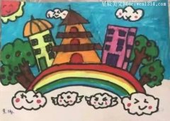 绘画《彩虹桥上的房子》-教育