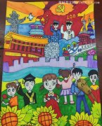 儿童绘画庆祝建党100周年-教育