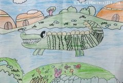 绘画《快乐的小鳄鱼》-教育